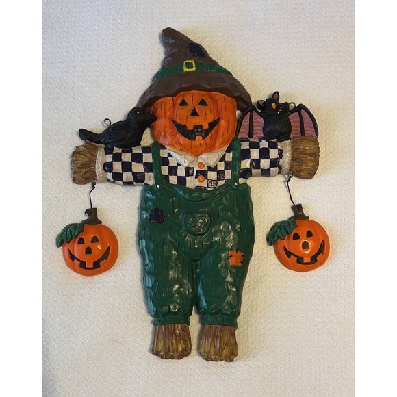 Halloween‎ Wall Decor Pumpkin Scarecrow Crow Bat Harvest Decoration Hanging - Picture 1 of 8